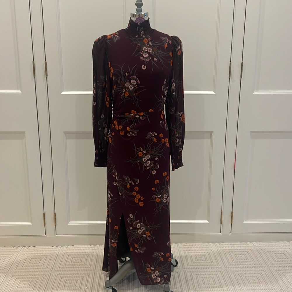Reformation long sleeve floral midi dress